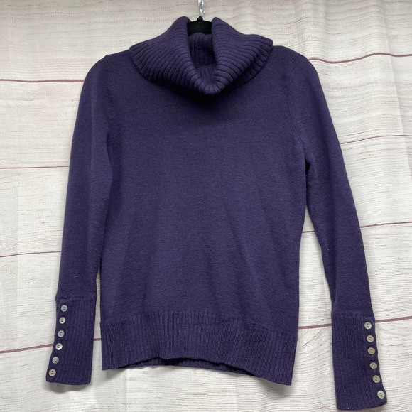 David Brooks Sweaters - David Brooks Purple Turtle Neck Pullover 100% Italian Merino Wool Sweater Size L